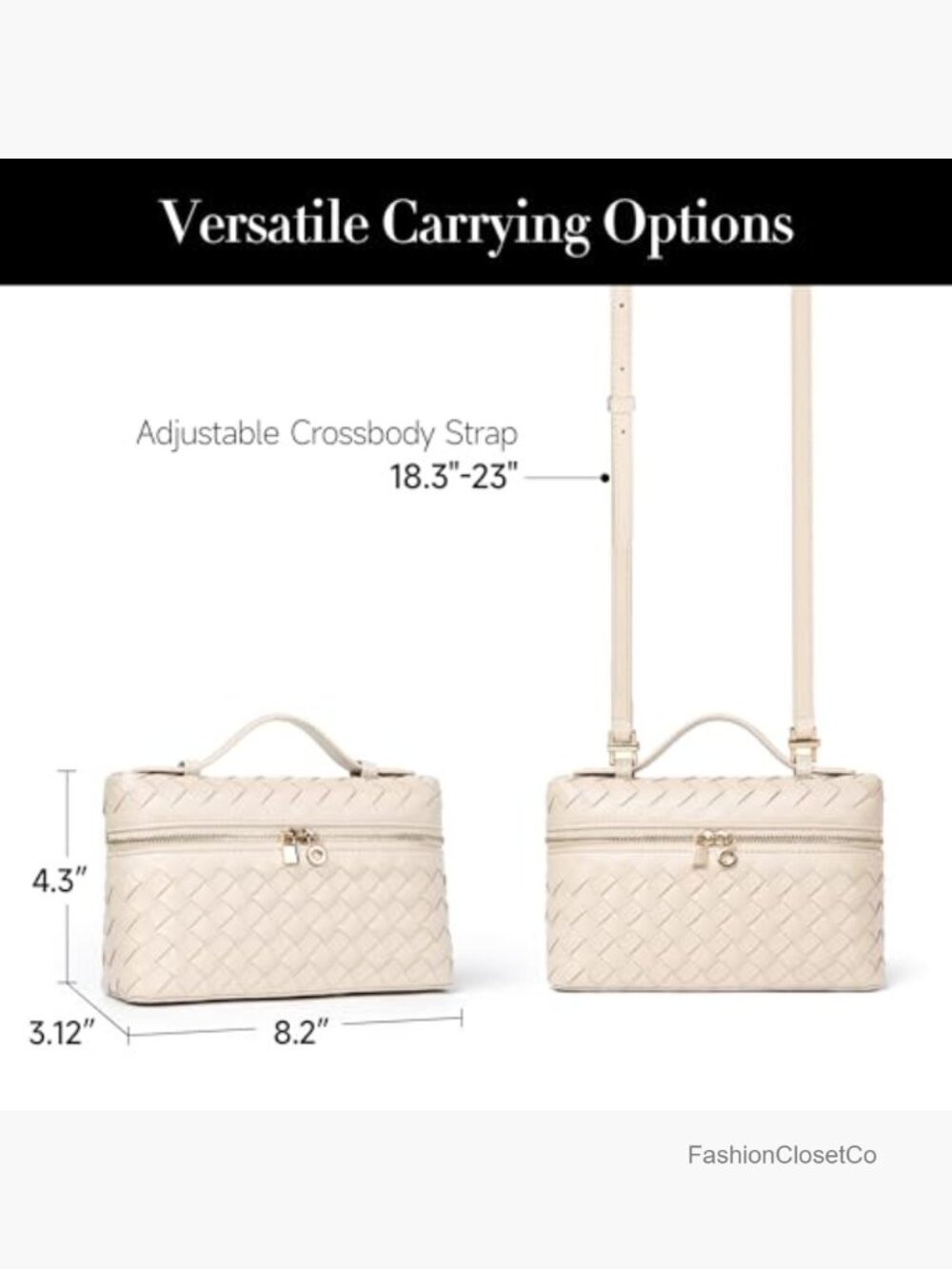 Small Woven Crossbody Bag with Top Handle Adjustable Strap Vegan Leather Clutch - Picture 4 of 7